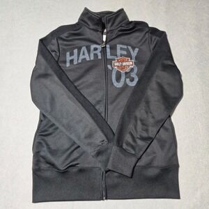 Harley Davidson Womens Track Jacket Black‎ Full Zip Conrads Joliet IL Size L